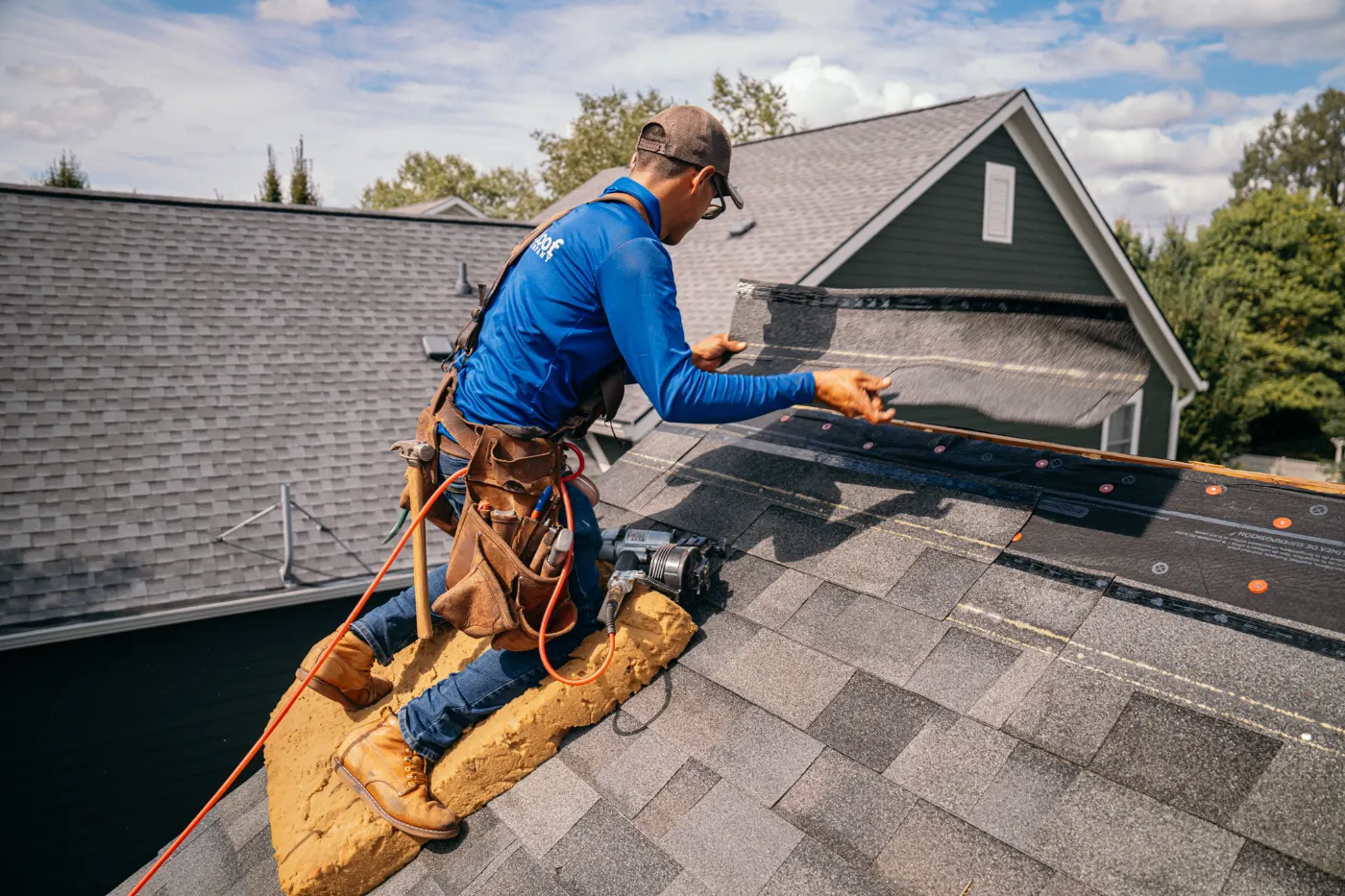 Tarping and dry-in on a Coverdale commercial roof